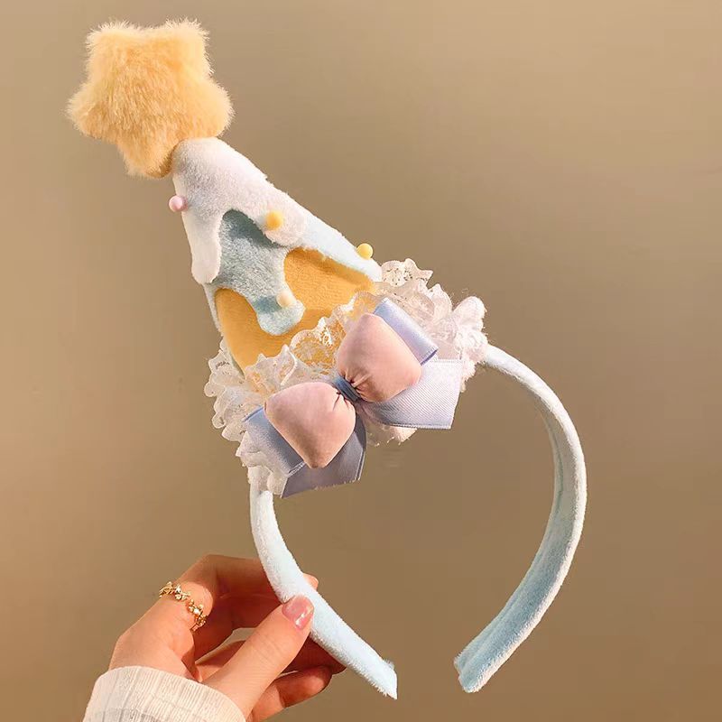 Yellow and blue cream five-pointed star-headband