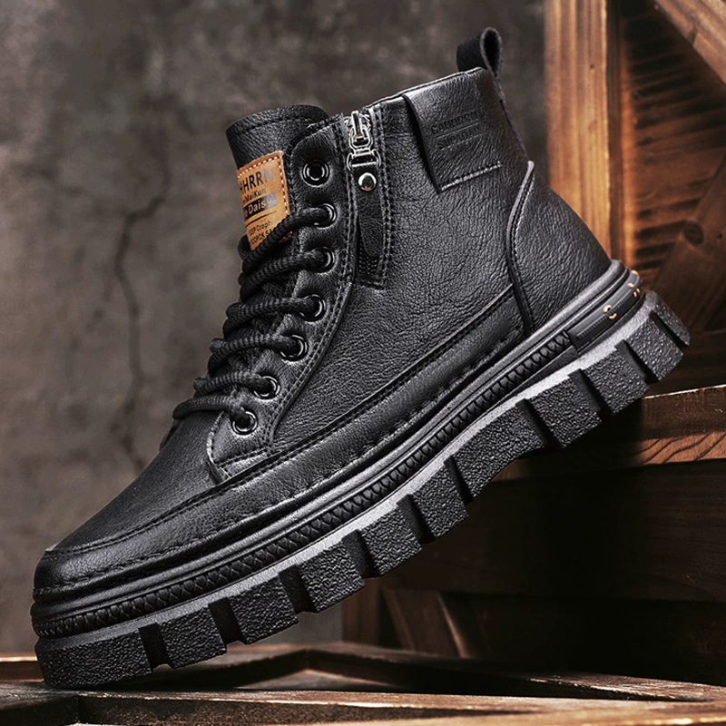 Men’s demi‑season high boots (Martens D087), side zipper, British style, leisure