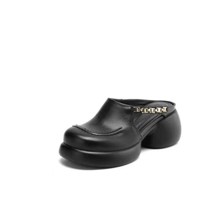 Hermosas zapatillas francesas no cansadas de pies fríos para mujeres 2026 primavera y verano nuevo hueco de alta calidad zapatillas de tacones gruesos cuadradas image 6