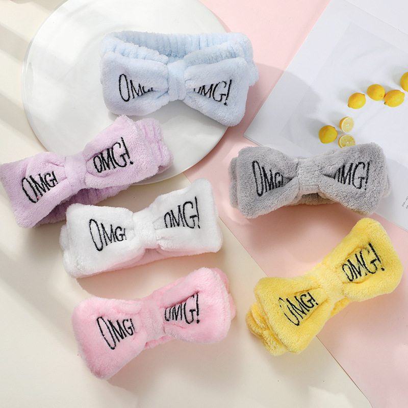 欧美omg发饰发带 刺绣蝴蝶结发箍女士洗脸化妆居家发带跨境