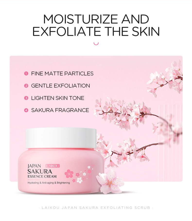 Wholesale of cross-border Laicome Japanese Cherry Blossom Scrub 100g Body Exfoliating, Hydrating and Moisturizing Cream undefined