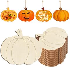 木製カボチャ穴付きDIYギフトラベルハロウィーンカボチャストラップクリスマス装飾パーティー工芸品