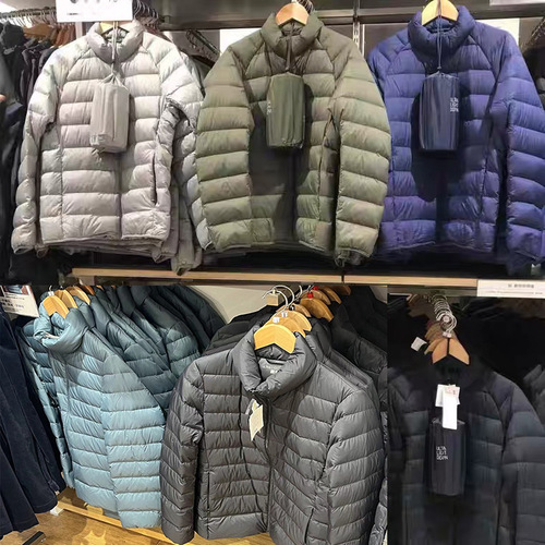 Japanese brand thin down cotton jacket for men with stand-up collar, 90 white down inner lining, large size winter coat outerwear for boys