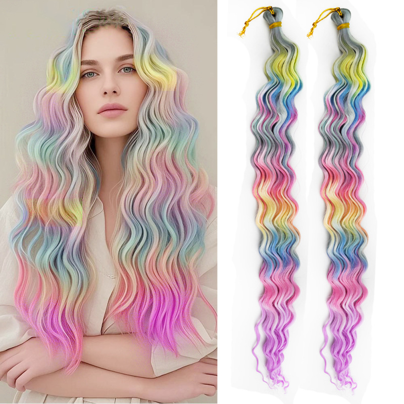 クロスボーダーアフリカディープウェーブかぎ針編みドレッドヘアウィッググラデーションカラーロングカーリーヘアラテンアメリカカーリー化学繊維織りヘアエクステンション|undefined