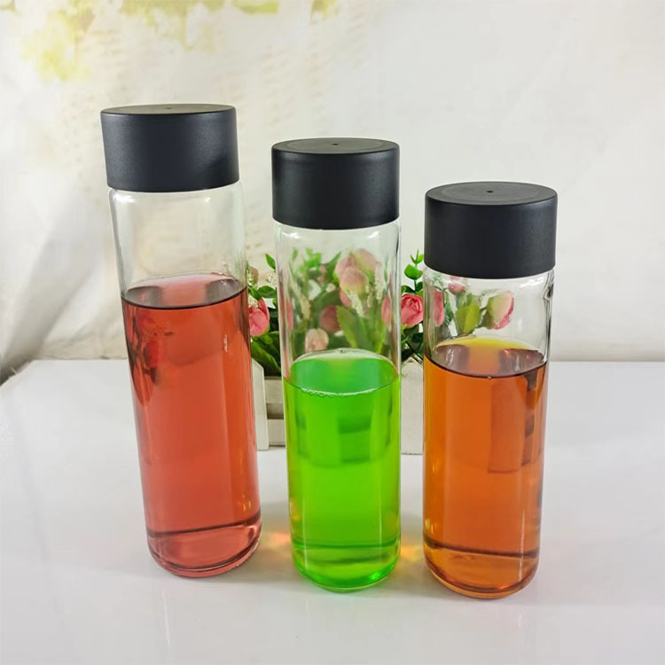 Hot Selling Straight Round Beverage Juice Bottle Water Bottle Popular Milk Tea Cup Tea Bottle Cold Brew Beverage Bottle Glass Bottle Printed logo