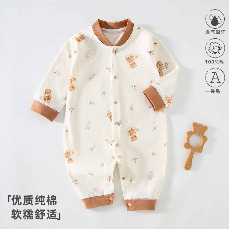 Primavera y otoño nuevo bebé mono de manga larga bebé mameluco de algodón ropa interior recién nacido mameluco sin hueso Pijamas