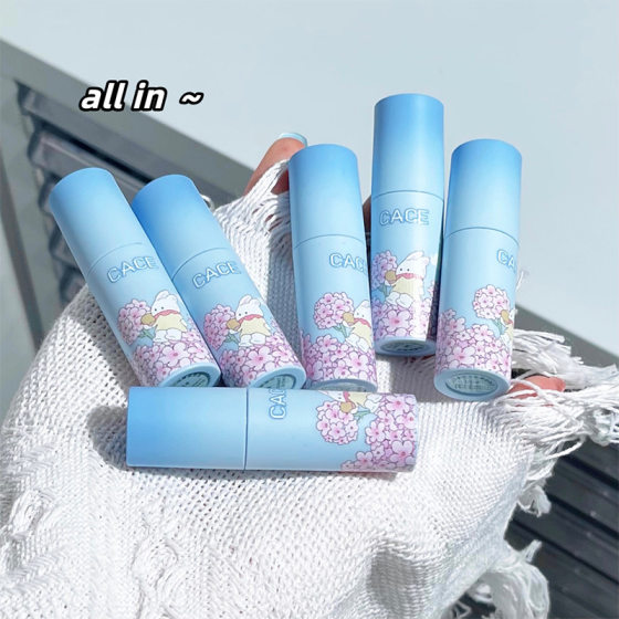 CACE Blue Fog Lip Mud Animation Wind Rabbit Lip Glaze Student Three Pack Blue suit Wholesale