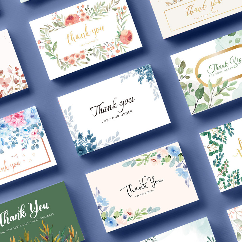 Cross-Border Wholesale Simple Thank You Card Coated Paper Card Thank You Gift Card Packaging English Card
