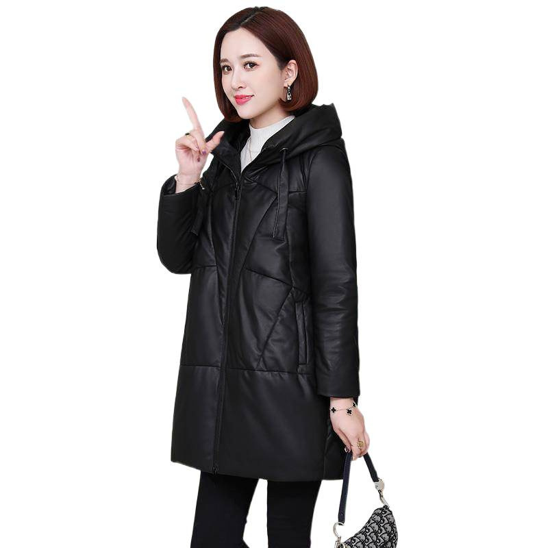 不裂皮中长款皮衣棉服女2025冬季新款韩版茧型加厚宽松棉袄外套|undefined