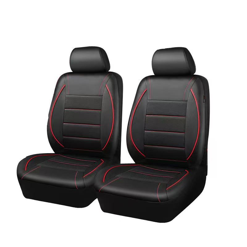 Universal Pu Leather Car Seat Cover with Single-Needle Arc Pull Strap, Leather Style, 5-Seater Car Seat Cover