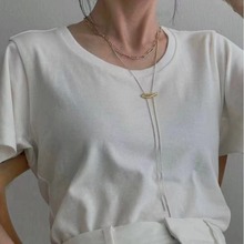 松本惠奈同款金银撞色长抽拉项链日系小众设计时髦双层两用毛衣链