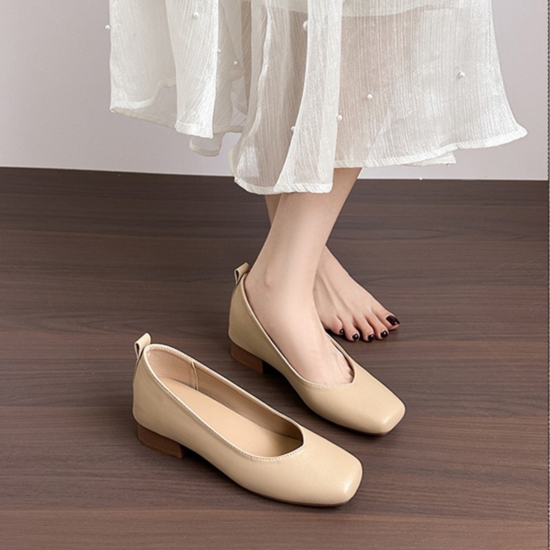 シープスキンバージョン_女性用ソフトソールシューズ、夏用ビーニーシューズ、フレンチスクエアトゥ、浅い口、小柄な人向け、身長6cmアップ、おばあちゃん靴|undefined