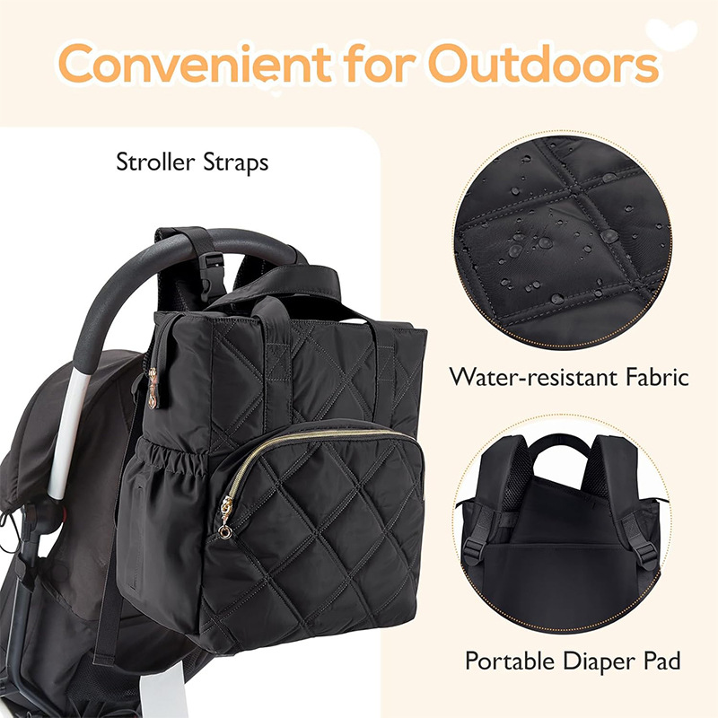 Amazon New Quilted Diaper Bag Backpack Baby Bag Lightweight Mini Travel Mummy Bag Custom Logo