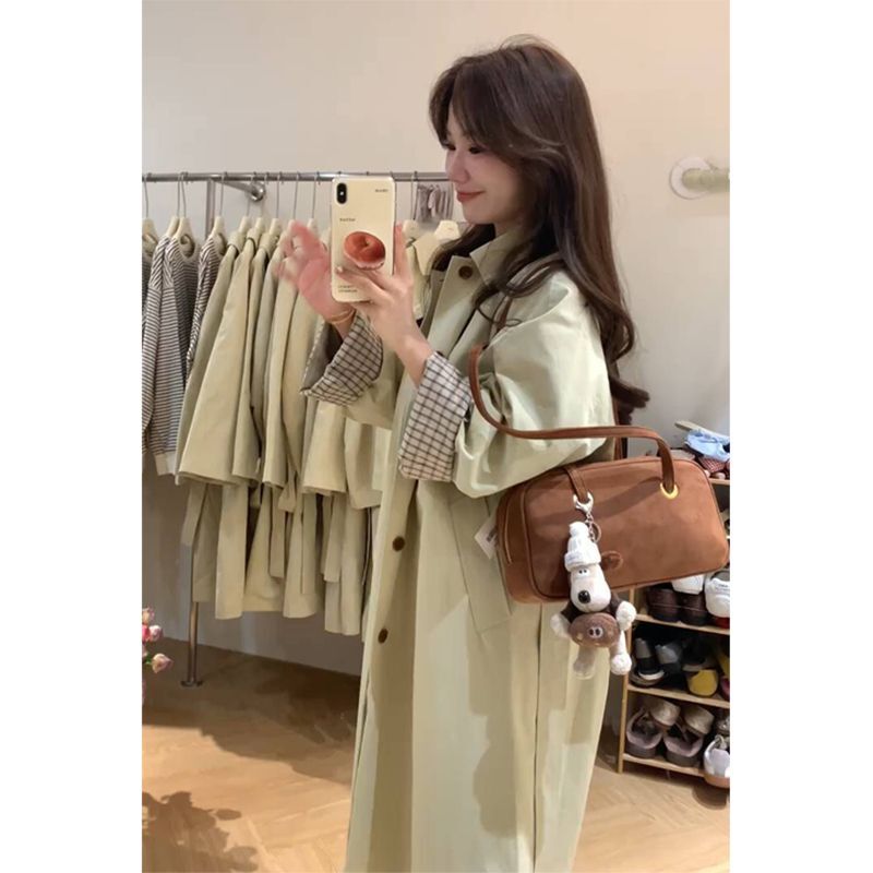 早春韩剧女主穿搭卡其色风衣女2025新款中长款日系英伦风大衣气质|undefined