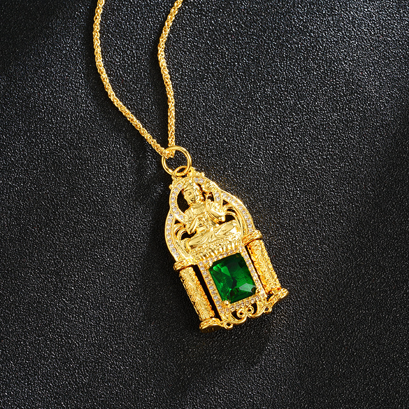 Colgante de Buda de diamantes con incrustaciones de oro de arena antigua