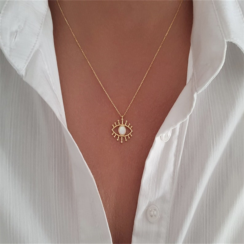 Retro Eye Copper Pendant Necklace Plating Copper Necklaces