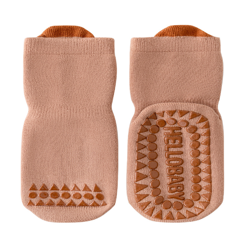 Calcetines de bebé para el suelo, invierno 2024, nuevo estilo, borde suelto sin costuras, antideslizantes para interiores, calcetines de media pantorrilla para niños y niñas pequeños
