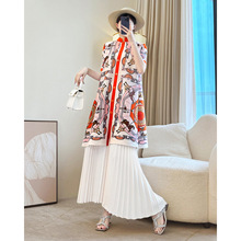 一件代发三宅气质连衣裙妈妈夏装新款短袖大码海边度假风弹簧裙子