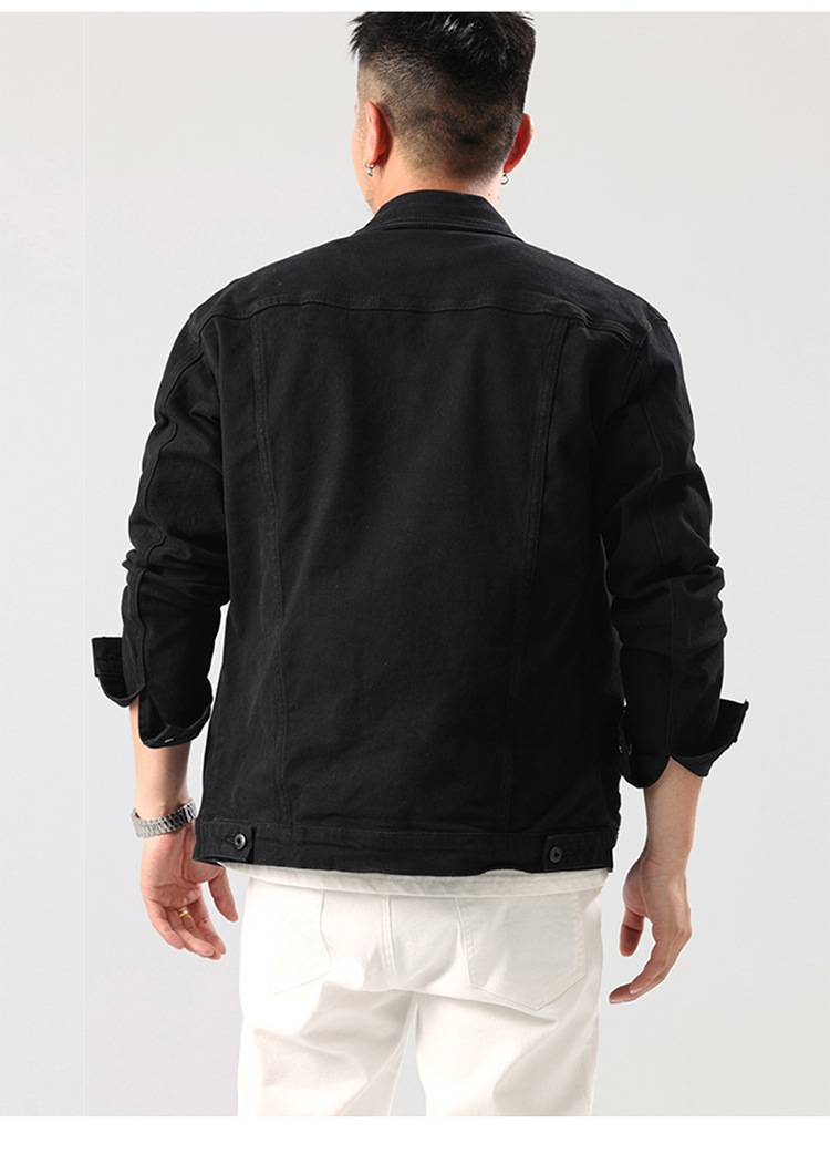 Men's Clothing 2024 new men's jacket autumn solid color simple cotton elastic slim denim jacket men's trend_voghion.com