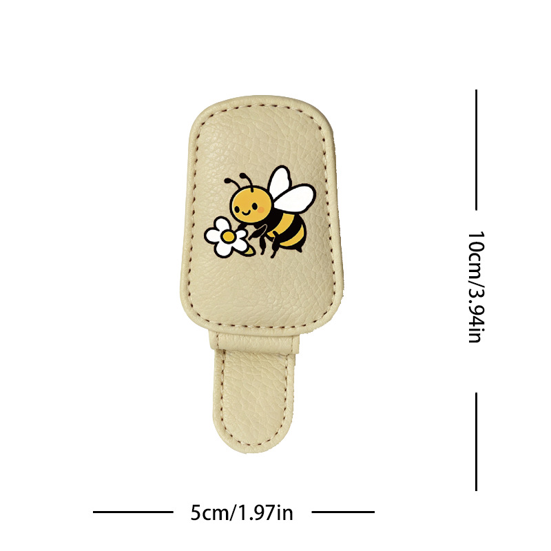 Beige cross-border bestseller sunglasses holder, creative car sun visor storage, bee and flower car glasses clip