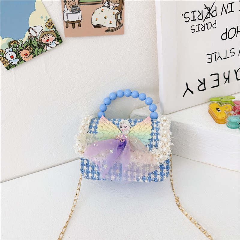 Bolsos infantiles niñas princesas niñas mochilas de hombro estilo caricatura encantador bolso de perlas de cadena
