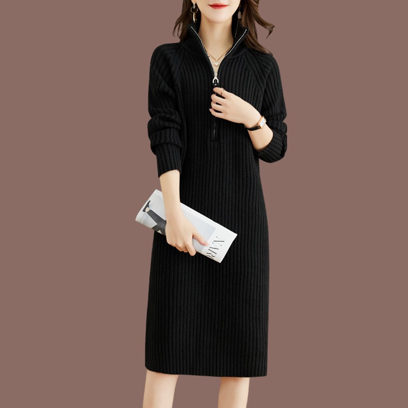 Mid-Length Sweater Skirt with Autumn and Winter 2025 New Thickeneded Knitted Bottoming Shirt for Women with Coat Dress Women's Clothing