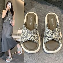 新中式国风厚底-3.0CM拖鞋女夏外穿2024新款高级感松糕跟沙滩拖女