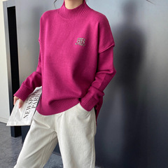 亚马逊新款2025年新品慵懒风通勤百搭女装设粗狂外穿毛衣打底衫