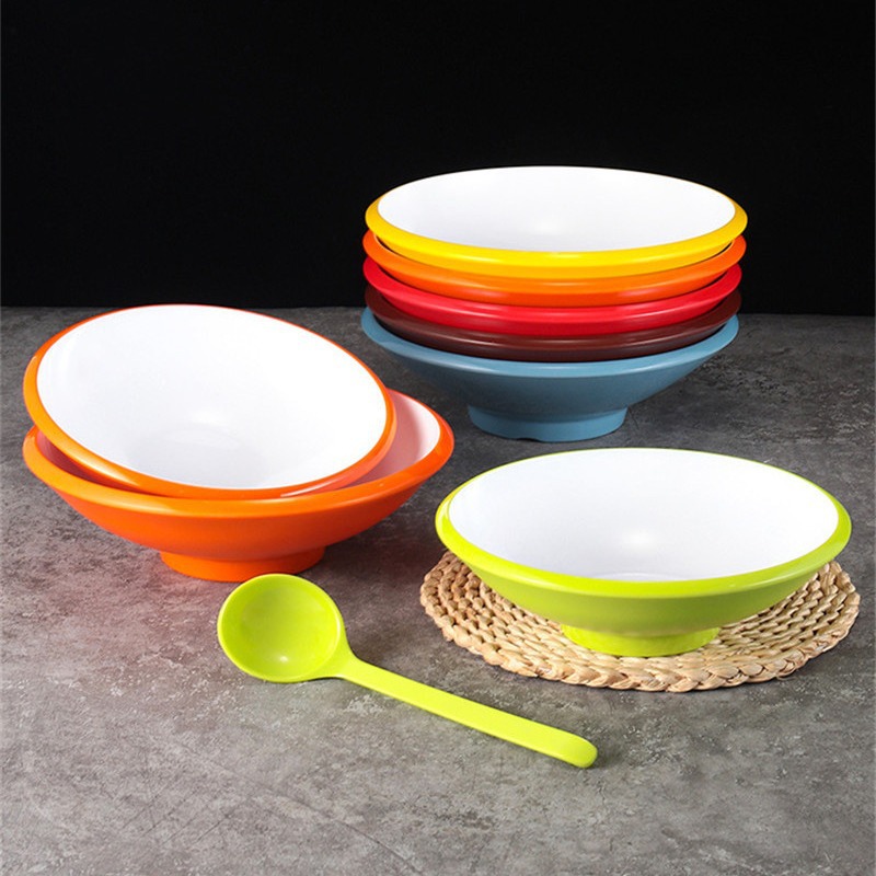 Two-color melamine noodle bowl imitation porcelain plastic…