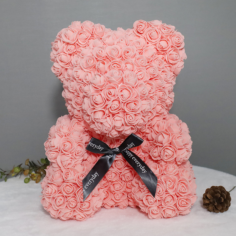 Oso de Rosas Artificiales Transfronterizo, Regalo de Cumpleaños, Regalo del Día de San Valentín Chino, Oso de Flores de PE Hecho a Mano, Producto Terminado