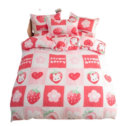 New Aloe Cotton Four-Piece Bedding Set (Sheet and Comforter) Manufacturer Wholesale and Distribution Cartoon Girl Heart Set