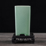 陶瓷粗陶冰裂石湾款四方签筒悬崖高飘枝花盆兰花竹子绿植盆r^