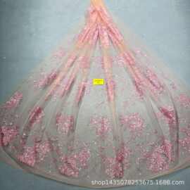 新款LC3821款花型10Y起订 单套色婚纱礼服托底面料 网纱洒金片
