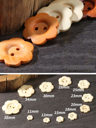 Flower-shaped wood buttons for men and women's clothes, coats and jackets, solid wood buttons, accessories, children's shirts, sweaters, cardigan buttons