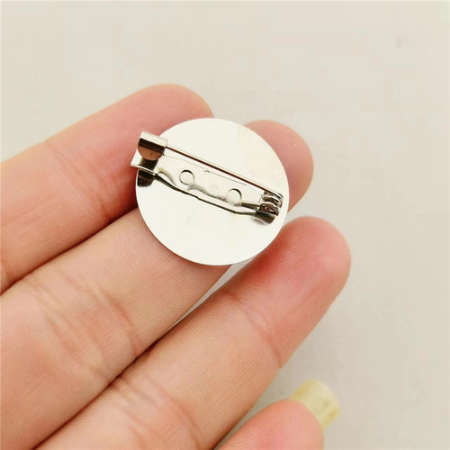 Circular flat brooch with pin, holeless brooch flower DIY badge head accessory metal accessories