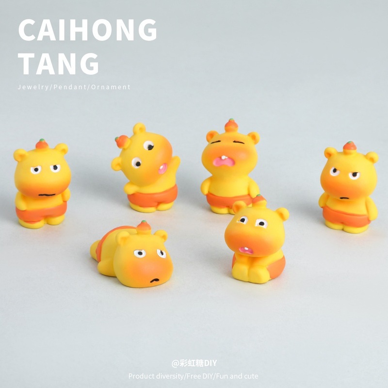 树脂卡通实色水豚噜噜公仔 创意造景配件DIY饰品钥匙配件混装批发|undefined