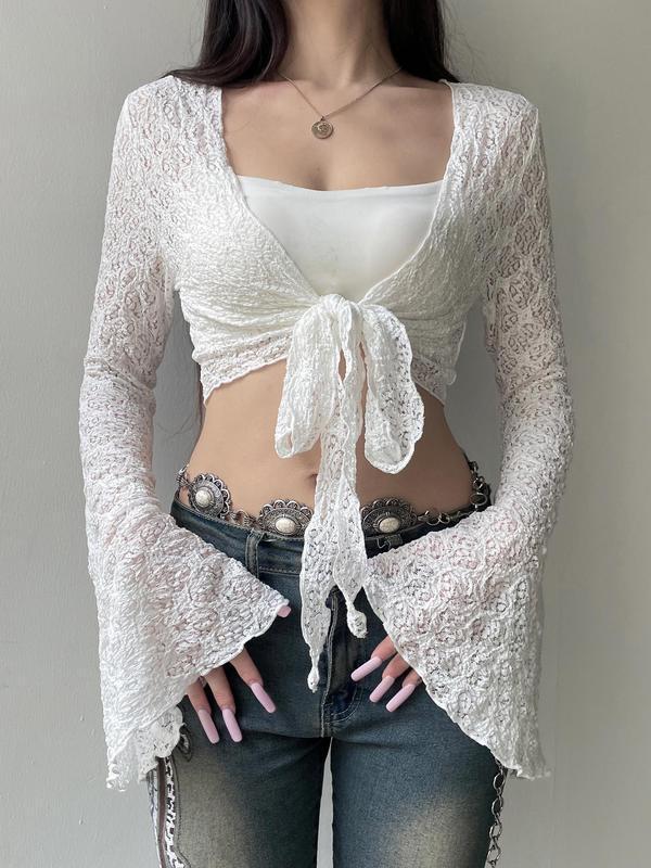 Y4971 Dropshipping Aliexpress Amazon Cross-Border New Men's Shirt Women's Floral Lace Tie Front