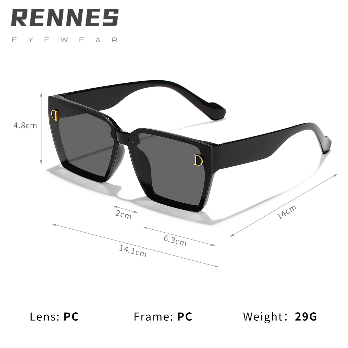 Transfronterizo nuevo europeo y americano D carta marco grande cara-mirando pequeñas gafas de sol de moda personalizada desgaste esencial UV a prueba de gafas de sol