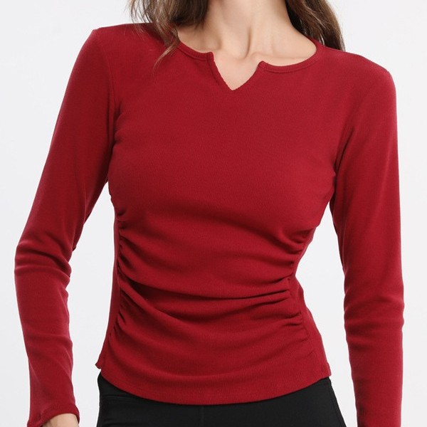 Thickened Sports Outdoor Top For Women V-neck Stretch Yoga Wear Training Long Sleeveness Clothing Autumn Winter Slim_voghion.com