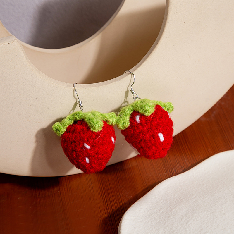 Strawberry Pattern 1 Pair Simple Style Strawberry Plating Cloth Drop Earrings