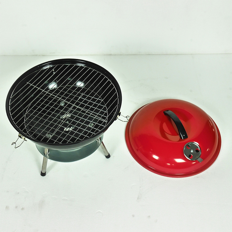 Los fabricantes producen barbacoa de carbón barbacoa parrilla barbacoa redonda estufa de manzana de tres patas de 14 pulgadas