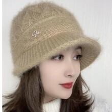 帽檐款女士新款帽子2025冬季针织松鼠帽檐戴法时尚冬天韩版保暖百