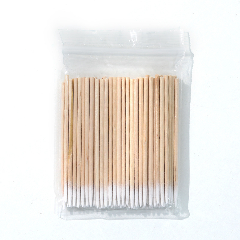 Herramienta de limpieza de tampón de algodón de doble punta aguda de goma de manicura para madera ultrafina de un solo uso para eliminar la ranura de uñas