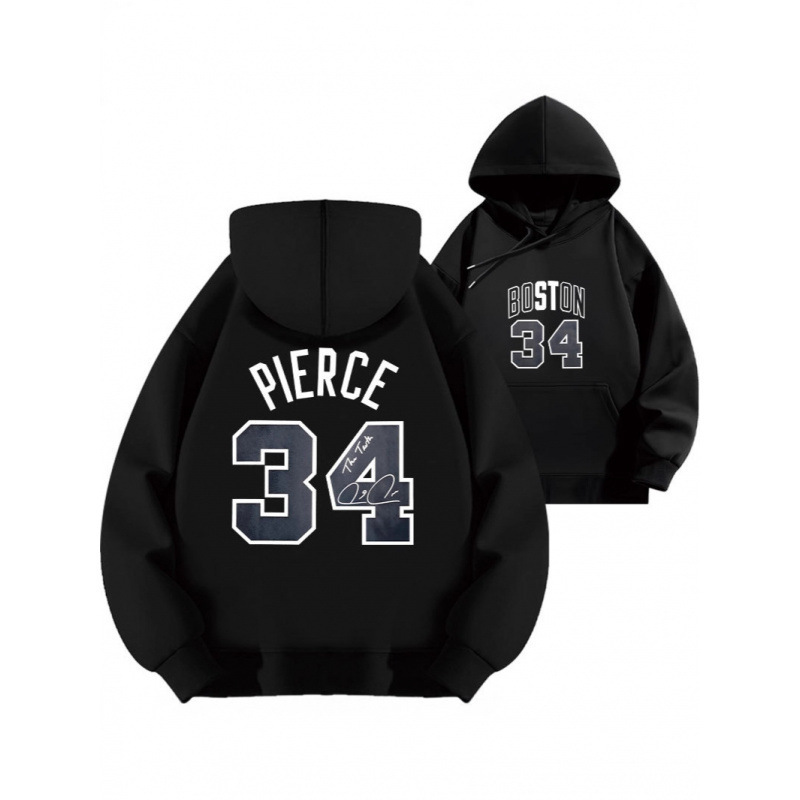 New Cross-Border Pierce Celtics No. 35 Printed Hooded Sweatshirt, Loose Fit, Autumn and Winter, Fleece-Lined and Thickened New Cross-Border Pierce Celtics No. 35 Printed Hooded Sweatshirt, Loose Fit, Autumn and Winter, Fleece-Lined and Thickened