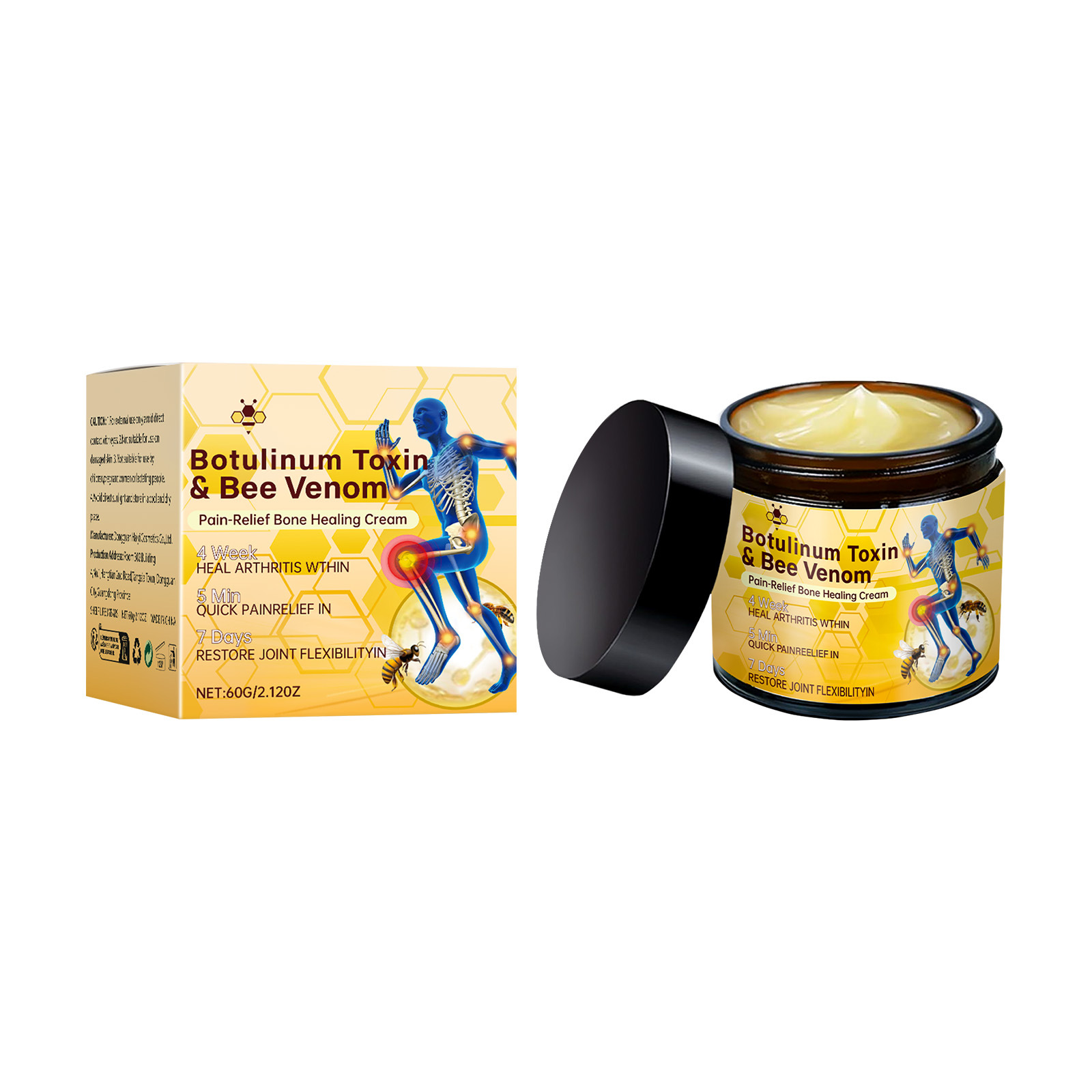 Ostación externa de Amazon TK transfronteriza para aliviar las molestias, masaje corporal, crema nutritiva y suave para articulaciones de veneno de abeja 60g