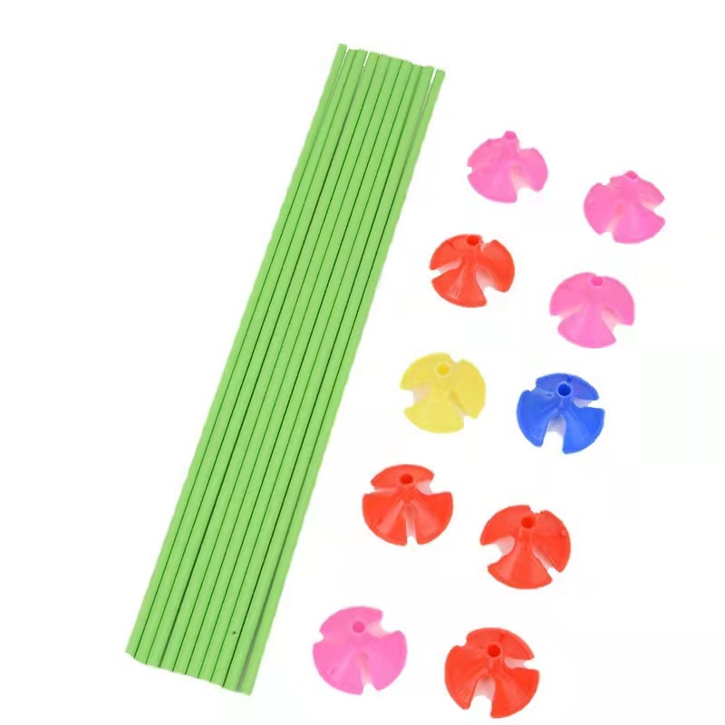 Fruta verde papel paja con soporte globo varilla 1 pieza