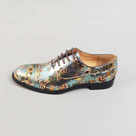 头层牛皮户外休闲系带手工外贸跨境大码鞋子新款男士皮鞋布洛克