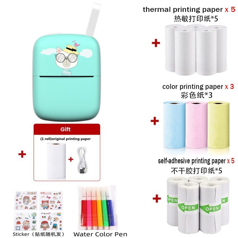 Mini impresora portátil transfronteriza de bolsillo Bluetooth inalámbrica conectable impresora adhesiva sensible al calor doméstica