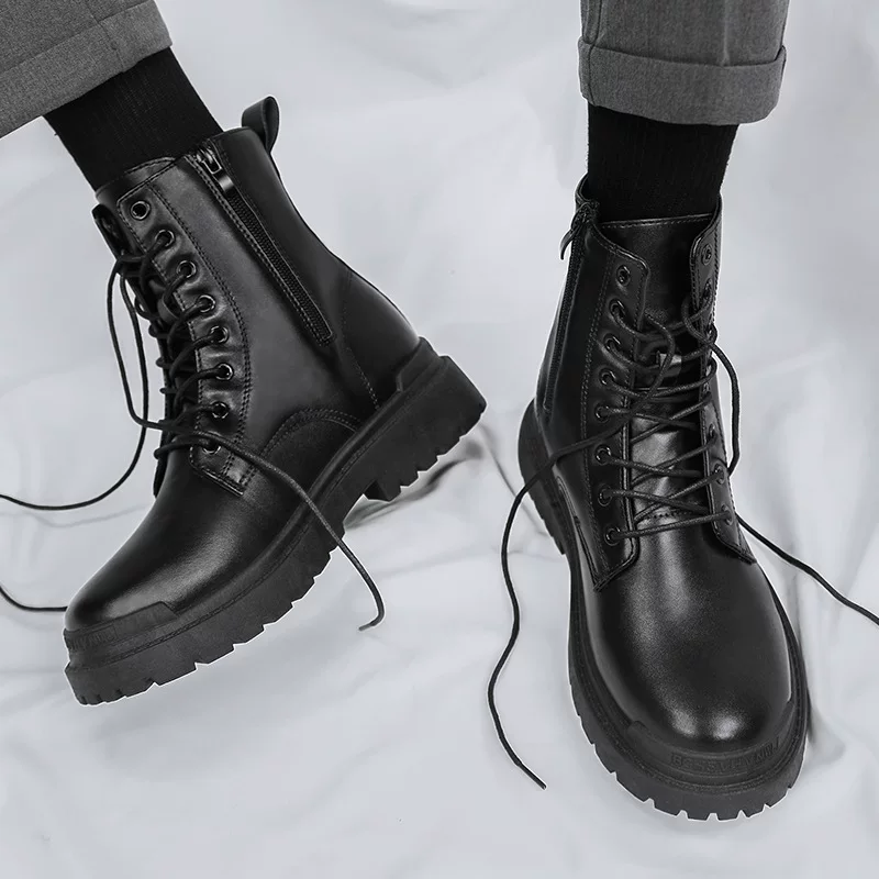 Martens, высокие челси в английском стиле, мужские ботинки, флисовые туфли под кожаную обувь, тренд сезона, британский стиль
