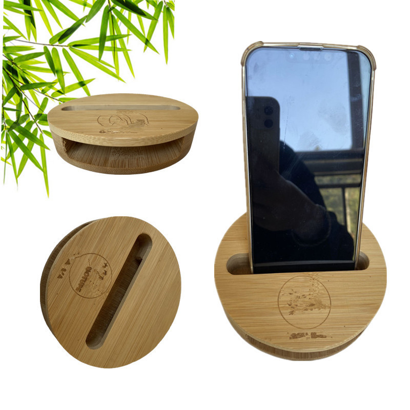 Manufacturer's Creative Environmentally Fribottomly Bamboo Mobile Phone Holder Mobile Phone Amplifier Lazy Desktop Speaker Base Custom Batch